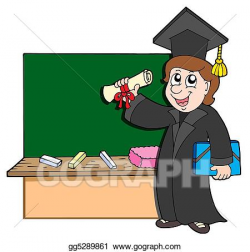 Drawing - Graduate student with blackboard. Clipart Drawing ...
