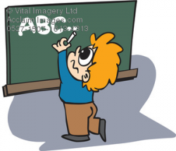 Clipart Illustration of a Boy Writing on a Board