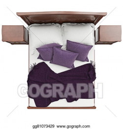 Stock Illustration - Bed with pillows and blanket cover, top view ...