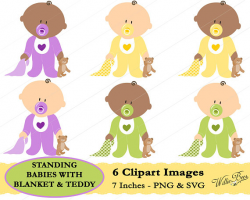 Baby With Teddy And Blanket, Standing Baby, Baby Soother, Teddy Bear ...
