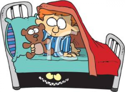 Clipart Picture: A Boy and His Teddy Bear Hiding Under the Blanket ...