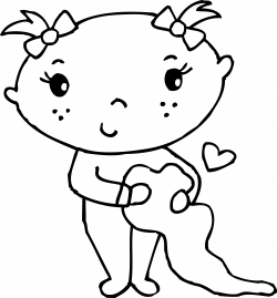 Coloring Page of Baby and Blanket - Free Clip Art