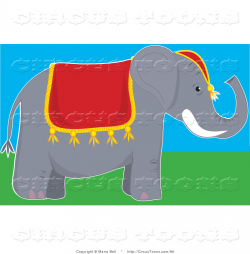 Circus Clipart of a Cute Gray Circus Elephant with Tusks Wearing a ...