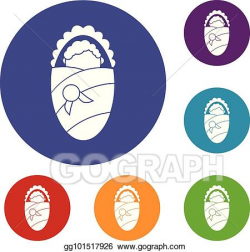 Vector Art - Newborn wrapped in baby blanket icons set. Clipart ...