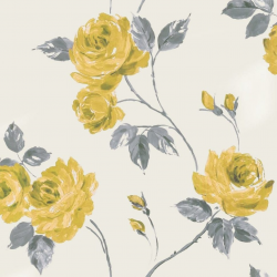 interior : Shabby Chic Floral Wallpaper Selection Romance Yellow ...