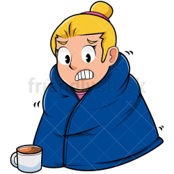 Woman Staying Warm With Blanket Cartoon Vector Clipart | Blanket and ...