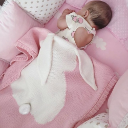 Gray Pink Baby Blankets Rabbit Crochet Newborn Blanket Kids ...