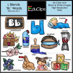 L Blends BL Words Clip Art Bundle (Color and B&W) - Welcome to ...