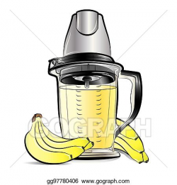 Vector Art - Drawing color kitchen blender with bananas juice ...