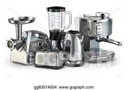 Drawing - Metallic kitchen appliances. blender, toaster, coffee ...