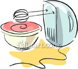 An Electric Mixer and Bowl of Batter - Royalty Free Clipart Picture