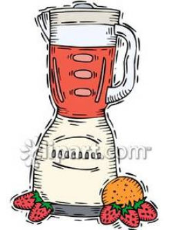 A Full Blender with Fruit Beside It - Royalty Free Clipart Picture