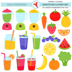 Smoothies Clipart Set - blenders, fruits, vegetables, drinks clip ...