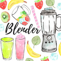 Watercolor fruit blender clipart - food illustration - health graphics -  commercial use