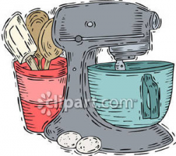 A Large Electric Mixer and Baking Supplies - Royalty Free Clipart ...