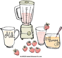 A blender and ingredients to make a strawberry smoothie Stock ...