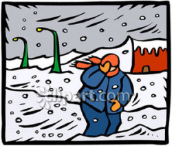 Man Walking In a Blizzard - Royalty Free Clipart Picture