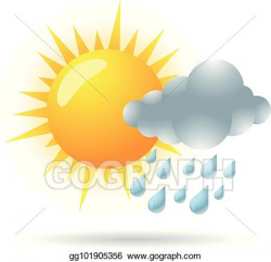 Vector Stock - Color icon - weather overcast partly rain. Clipart ...