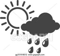 Vector Stock - Bw icons - weather overcast partly rain. Clipart ...