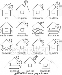 EPS Vector - Natural disaster icons. Stock Clipart Illustration ...
