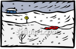 Car Buried In the Snow During a Blizzard - Royalty Free Clipart Picture