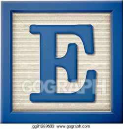 Vector Illustration - 3d blue letter block e. Stock Clip Art ...