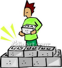A Person Stacking Cinder Blocks - Royalty Free Clipart Picture