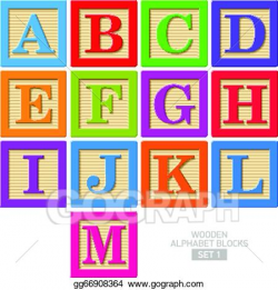 Vector Art - Wooden alphabet blocks. Clipart Drawing gg66908364 ...