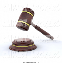 Clip Art of a Dark Wooden Judge's Gavel Banging down on the Block by ...