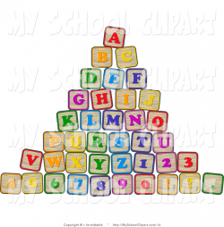 Clip Art of a Pyramid of Stacked Alphabet Letter and Number Blocks ...