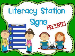 Literacy Station Signs {Freebie!} by Sarah Warner | TpT