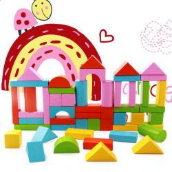 50PCS Classic Wood Color Block Toy preschool education city children ...