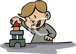 A Small Boy Building A Tower Out Of Blocks - Royalty Free Clipart ...