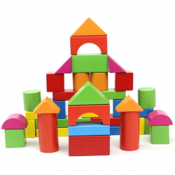 40 Pieces classical colorful wood building blocks child educational ...