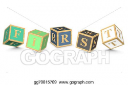 Vector Clipart - Word first written with blocks. Vector Illustration ...