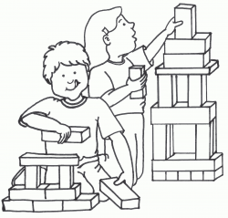 Awesome Of Kids Playing With Blocks Clipart Black And White - Letter ...