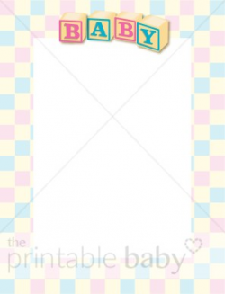 Baby Blocks Pin and Blue Gingham Border | Baby Shower Borders