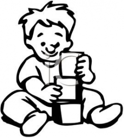 Awesome Of Kids Playing With Blocks Clipart Black And White - Letter ...