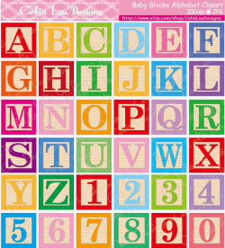 Baby Blocks Alphabet Font Digital Clip Art / Cute Alphabet and ...