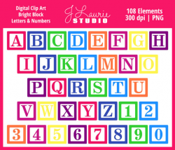 Digital Alphabet Letters Clipart-Bright Block Letters-Baby