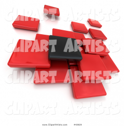 One Black And A Group Of Red 3d Blocks Floating Clipart by Franck Boston