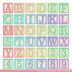 Pastel Alphabet Blocks Clipart, Alphabet Clip Art, Letter ...