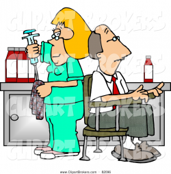Clip Art of a White Nurse Cleaning Needle After Drawing Blood ...