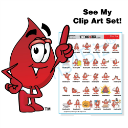 Blood Drop Mascot Clip Art Set