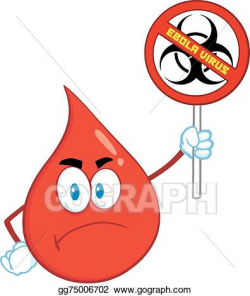 Vector Art - Sad red blood drop character . Clipart Drawing ...