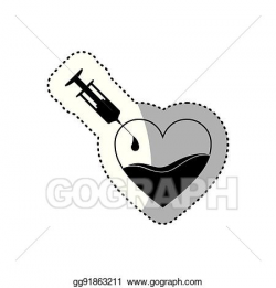 EPS Illustration - Black silhouette sticker needle syringe donate ...