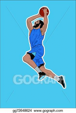 Vector Clipart - Basketball player slam dunk shadow . Vector ...