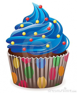 Illustration of blue cupcake with sprinkles | etc ...