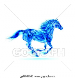 Vector Art - Running blue fire horse. Clipart Drawing gg67087545 ...