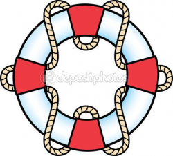 Red And White Life Preserver Ring With A Rope — Stock Vector ...